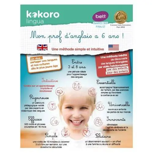 Kokoro lingua apprendre l'anglais à l'enfants 3 à 8 ans